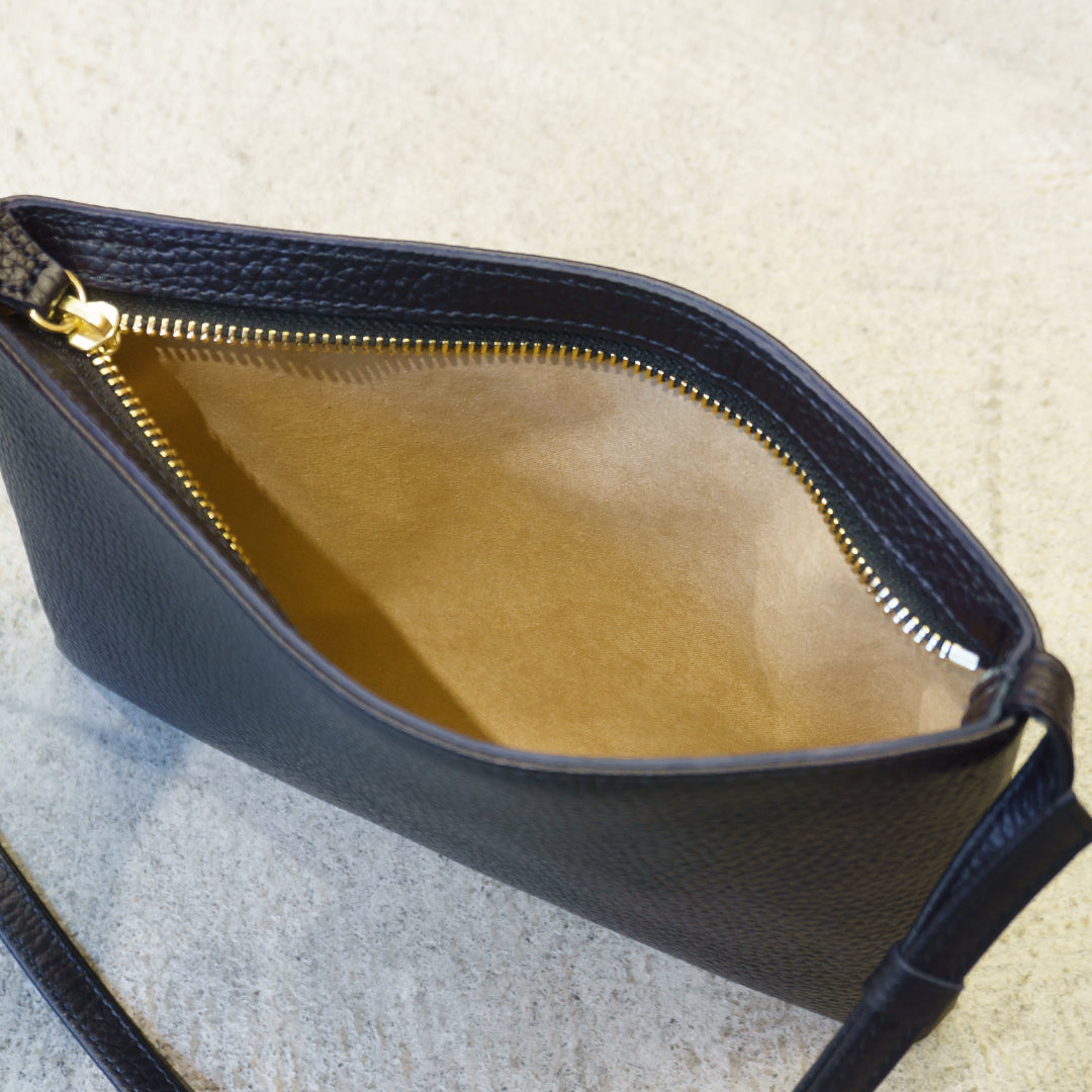 Navy Leather Sacoche