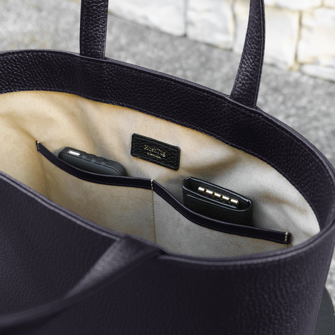 Navy Leather Mini Tote