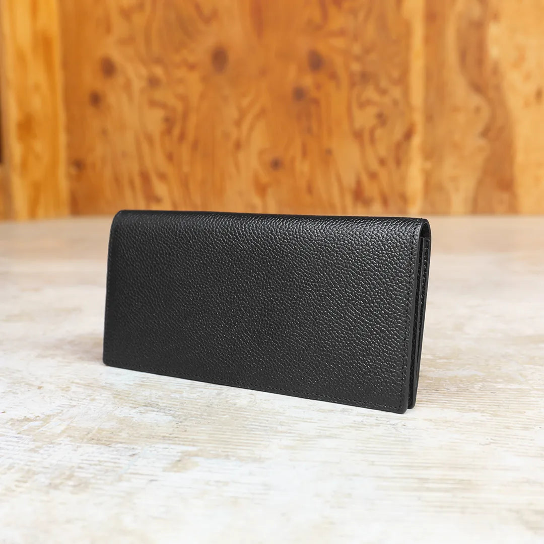 Pure Shrink Leather Long Wallet Black