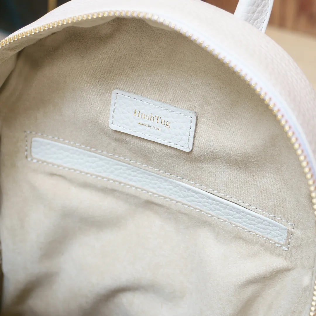 Leather mini backpack in pink beige