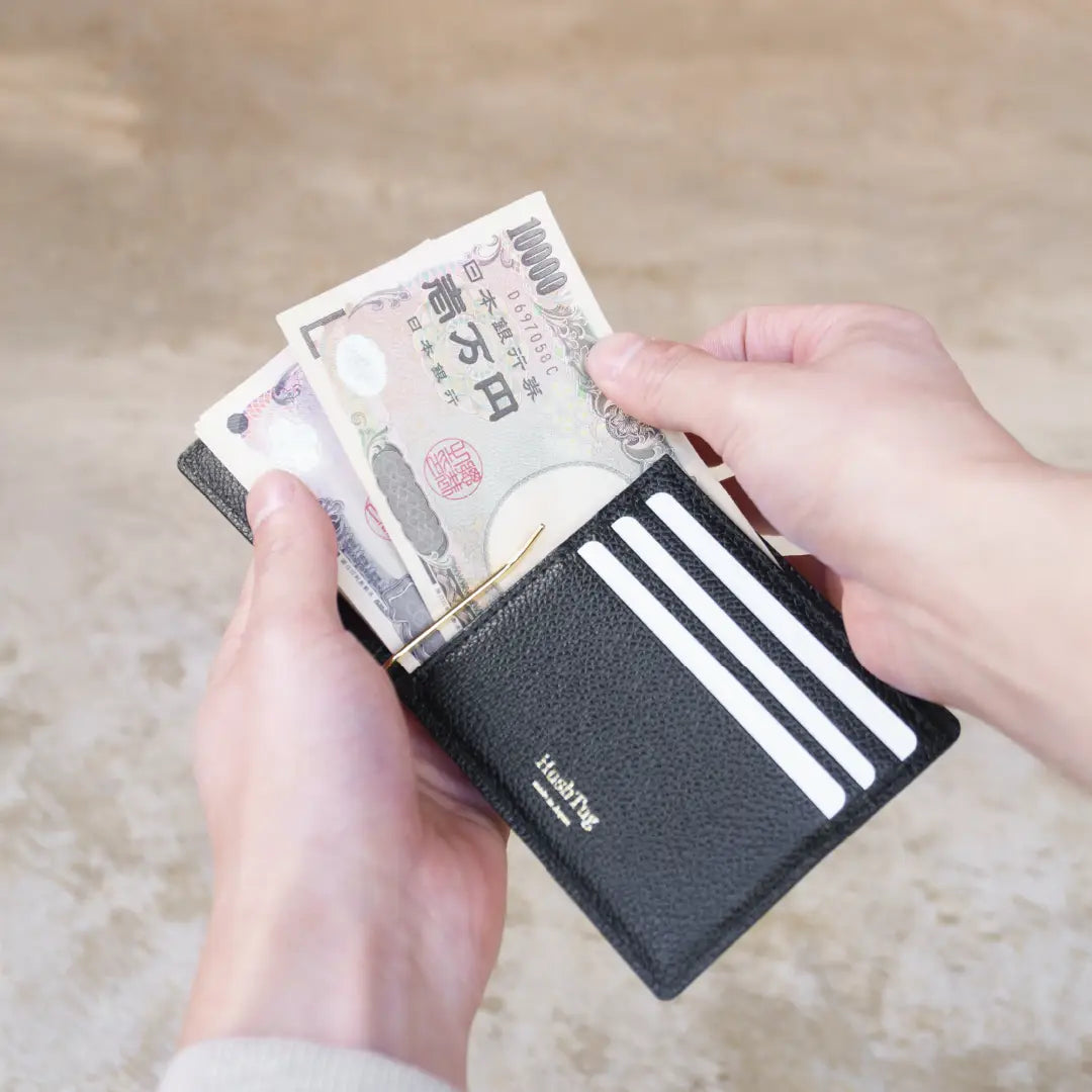 純縮水皮革錢夾(黑色)