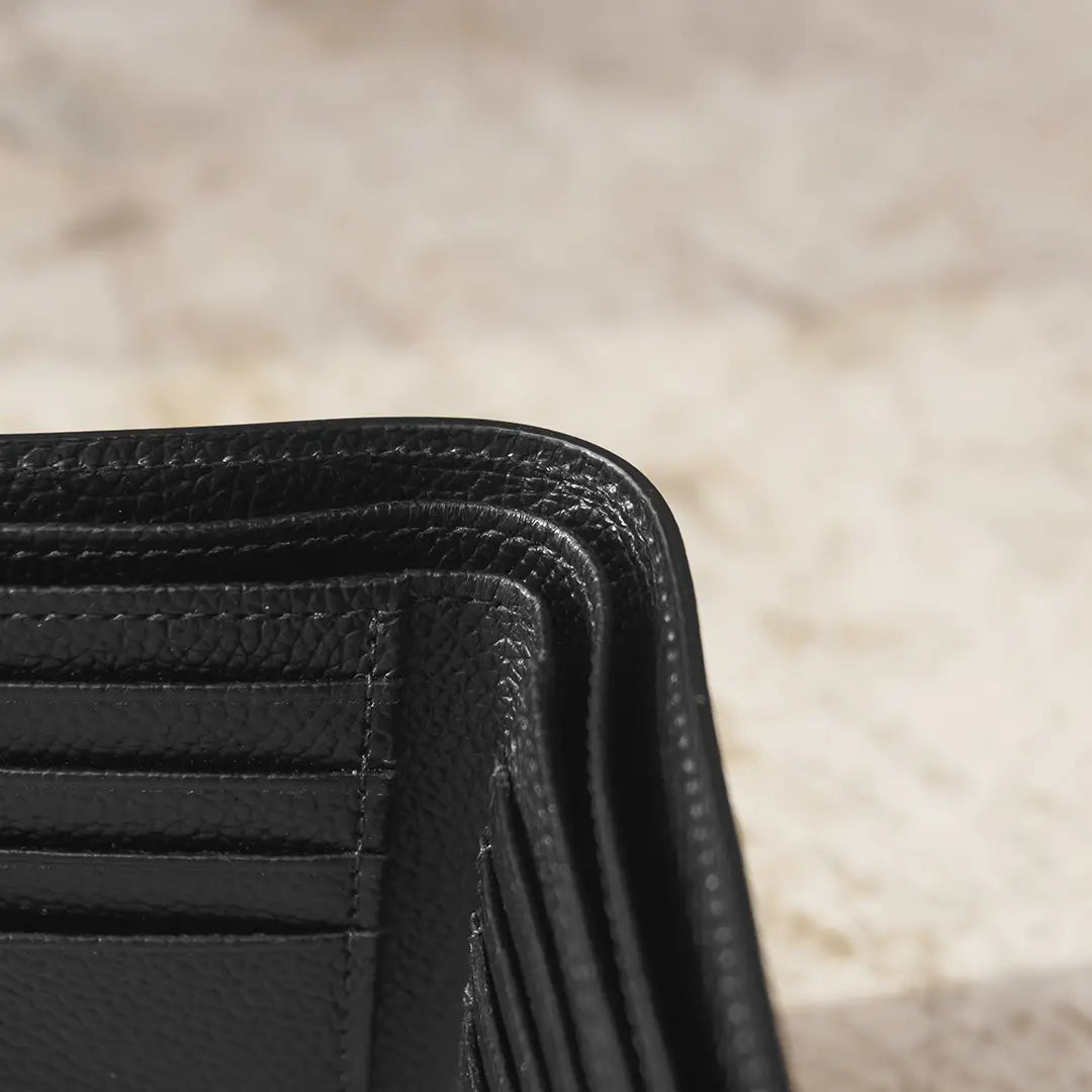 Pure Shrink Leather Long Wallet Black