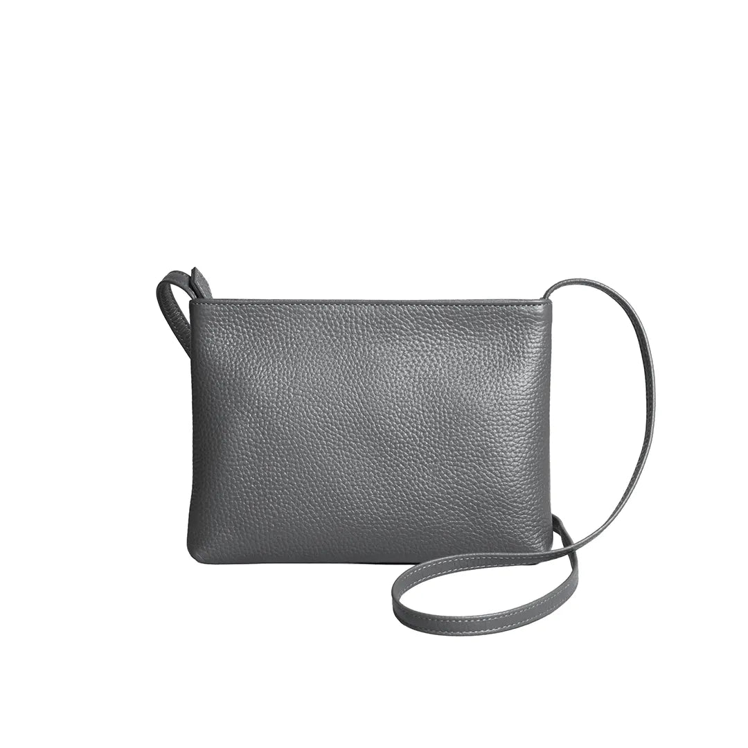 Hush Tug ハッシュタグ サコッシュ 姫路レザー ショルダーバッグ グレー レザーサコッシュ ダークグレー