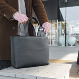 皮革迷你托特包,黑色