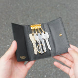 Pure Shrink Leather Key Case, Black