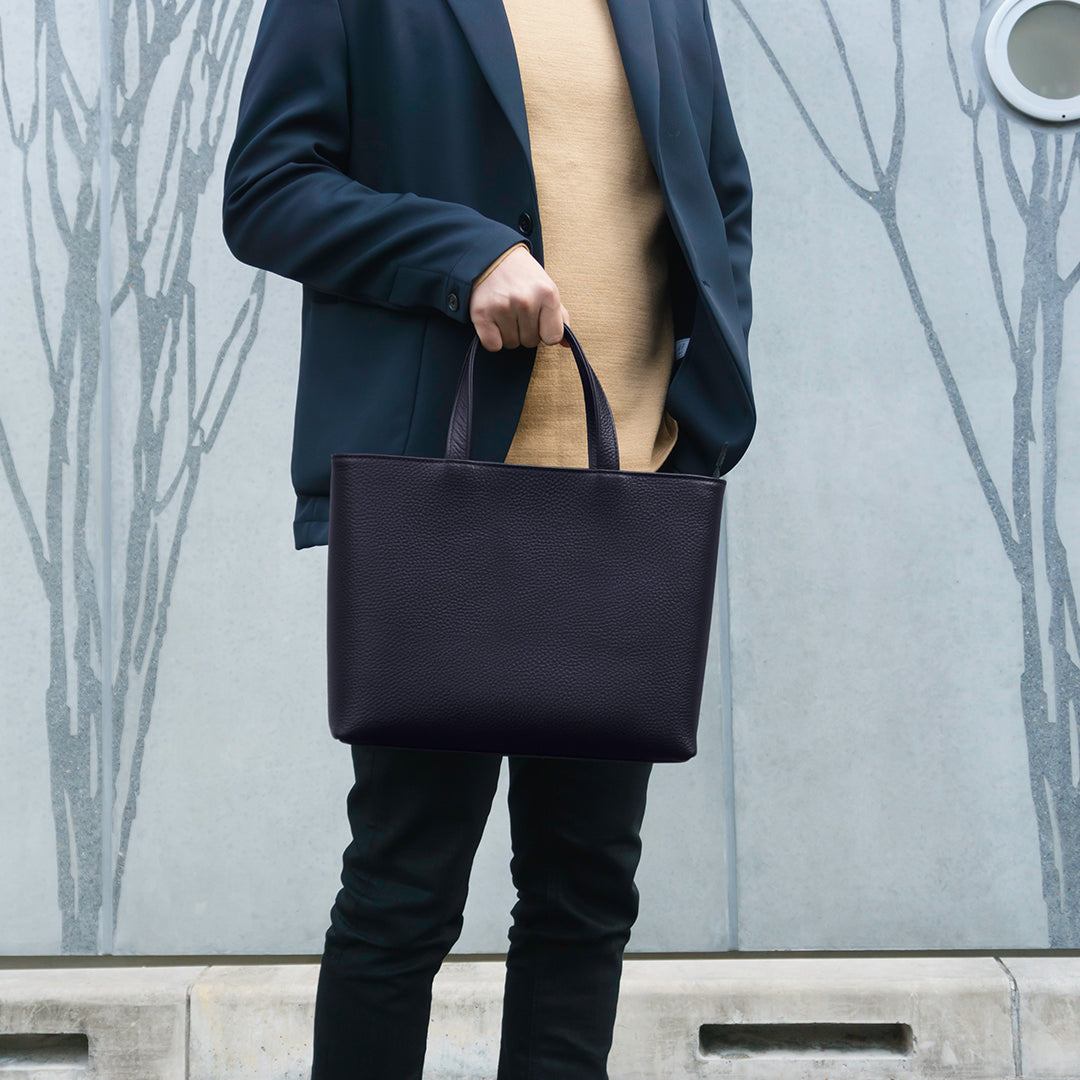 Navy Leather Mini Tote