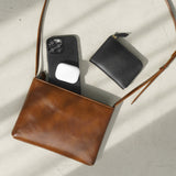 Leather sacoche, antique brown