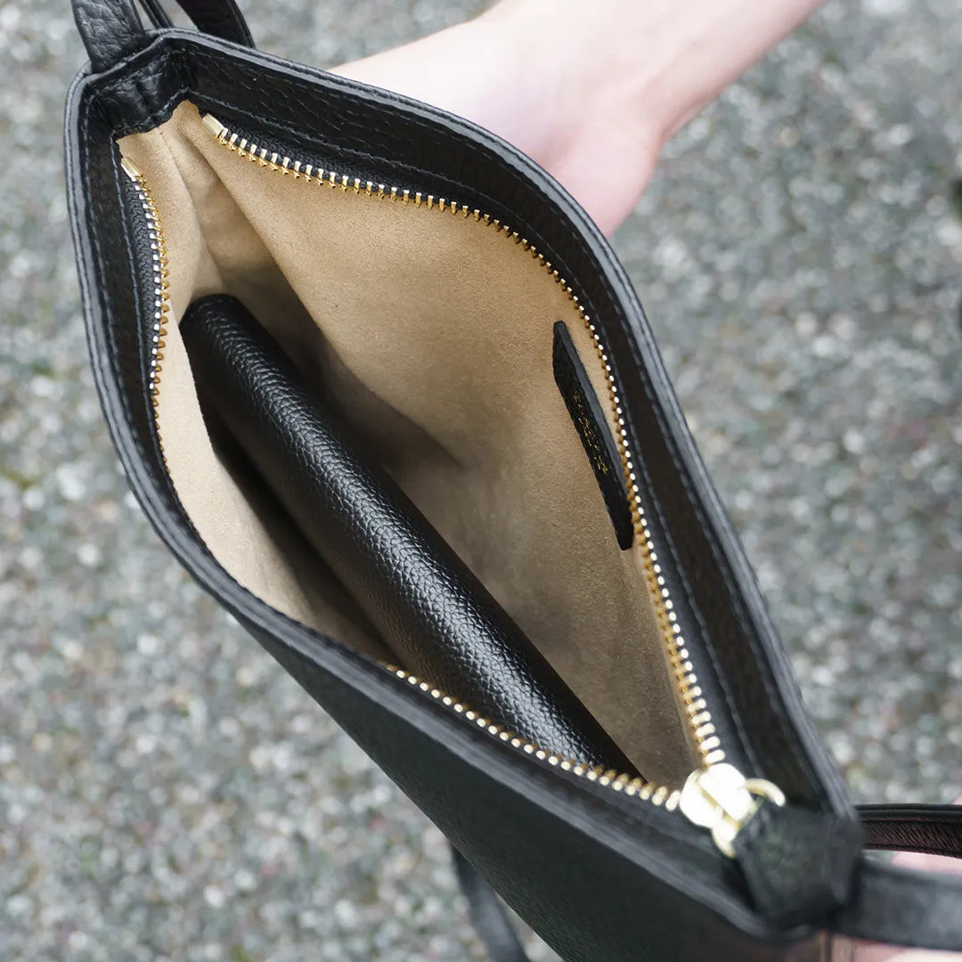 Pure Shrink Leather Long Wallet Black