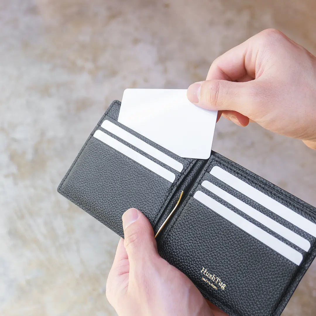 純縮水皮革錢夾(黑色)