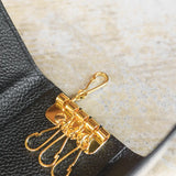 Pure Shrink Leather Key Case, Black