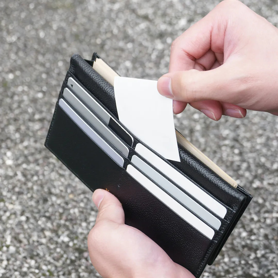 Pure Shrink Leather Long Wallet Black