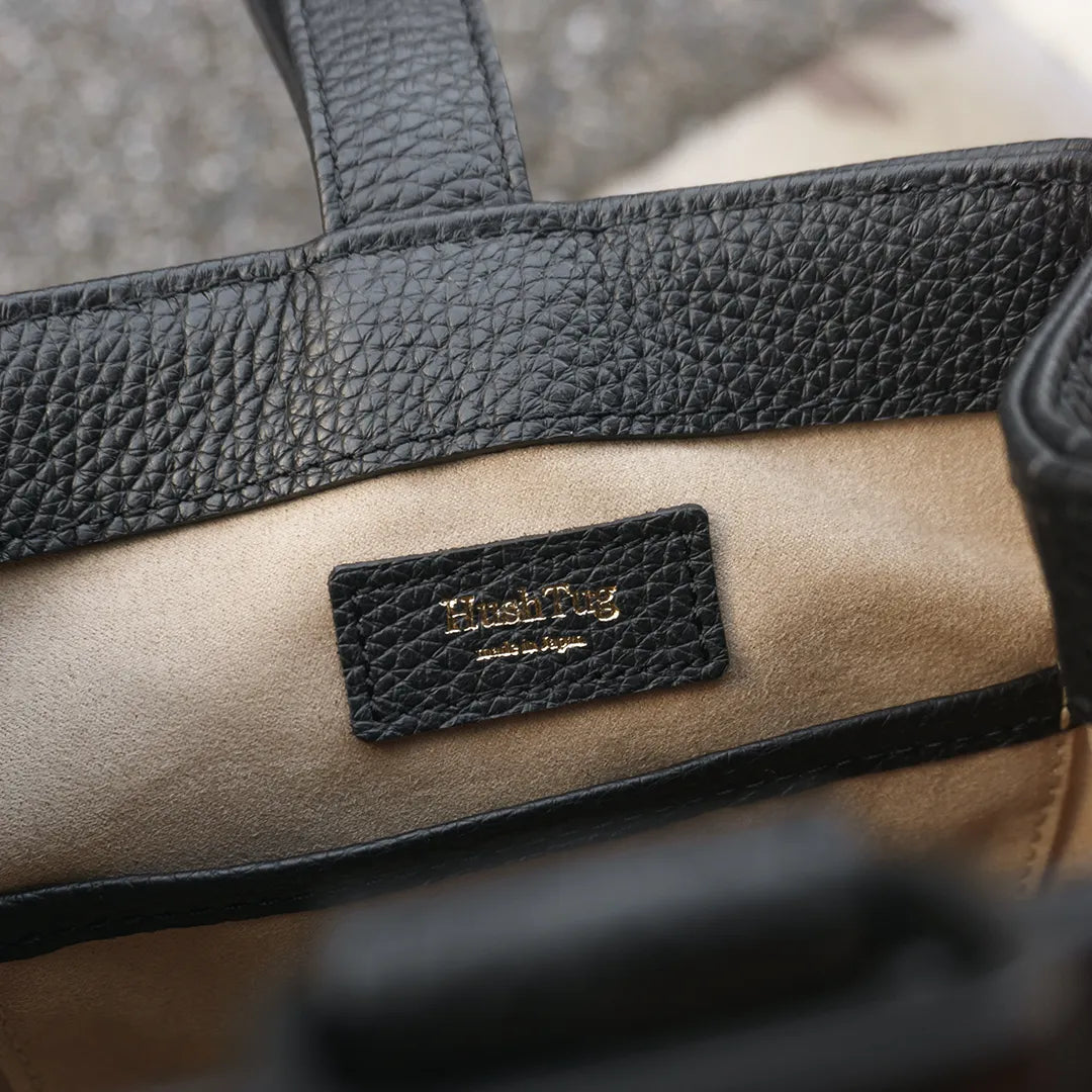 巾着レザーバッグ ブラック