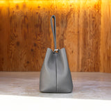 Drawstring Leather Bag Black