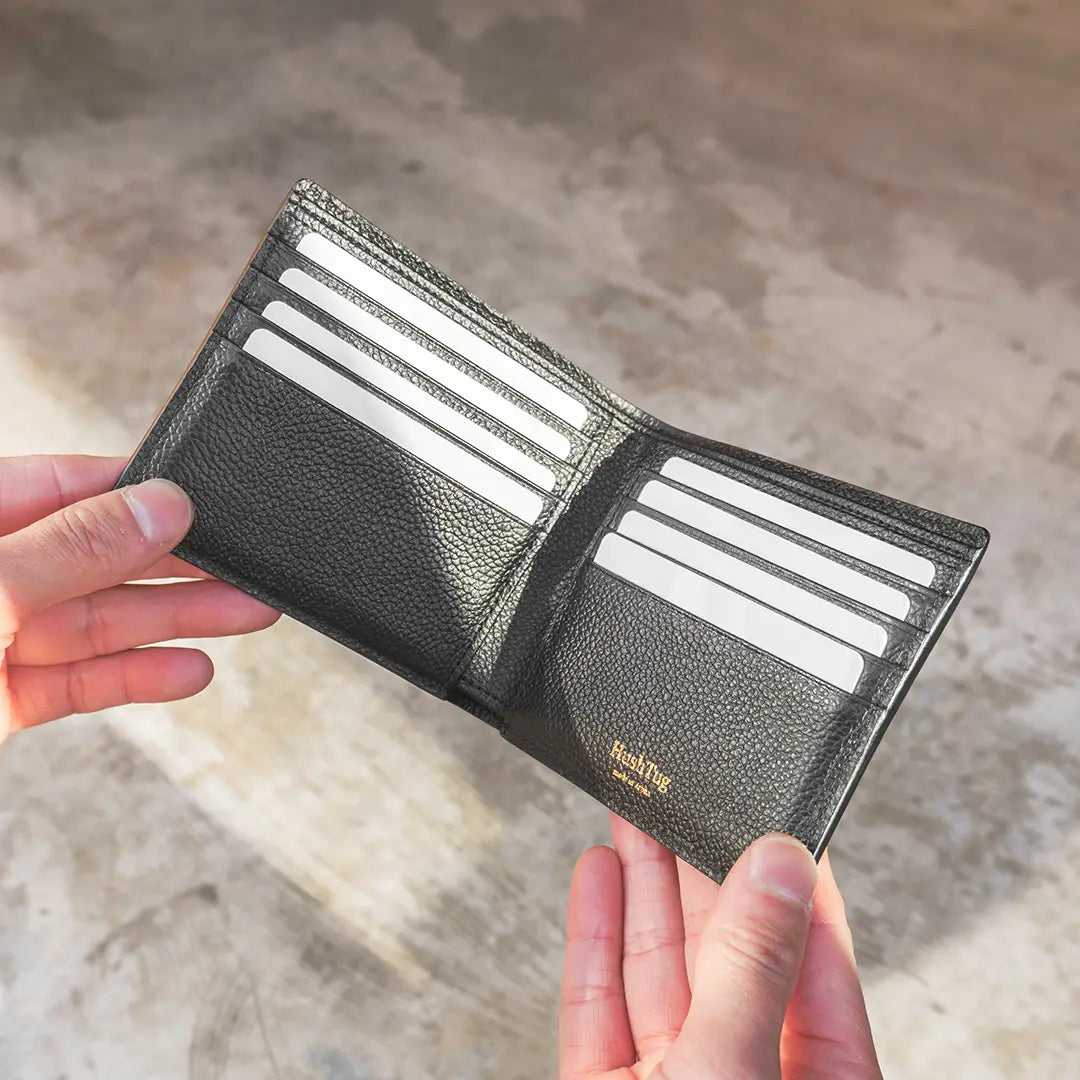 Pure Shrink Leather Long Wallet Black