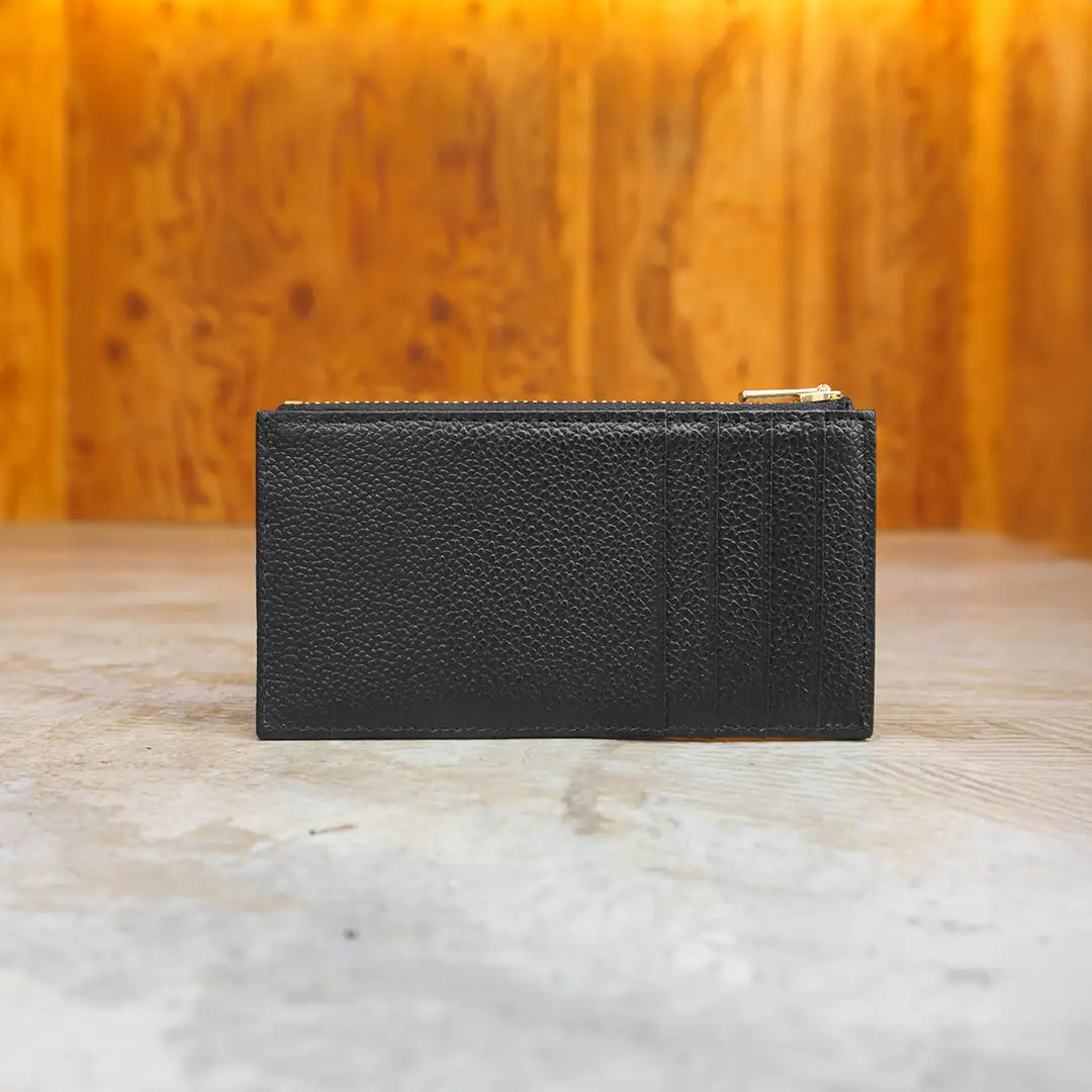 Pure Shrink Leather Fragment Case, Black (Gold Zipper)