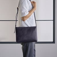 Medium Leather Sacoche, Navy