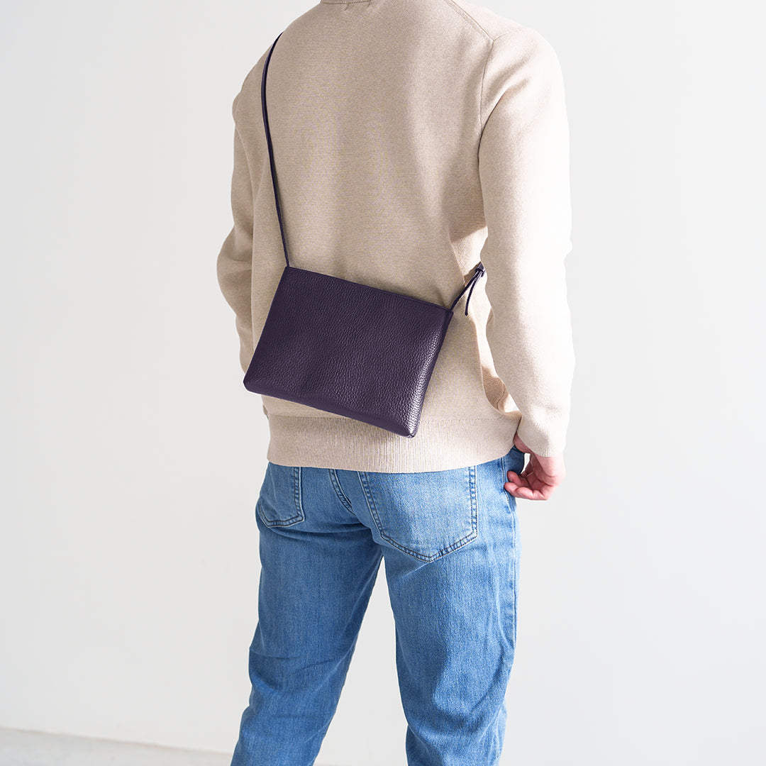 Navy Leather Sacoche