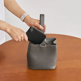 Drawstring Leather Bag Black