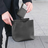 Drawstring Leather Bag Black