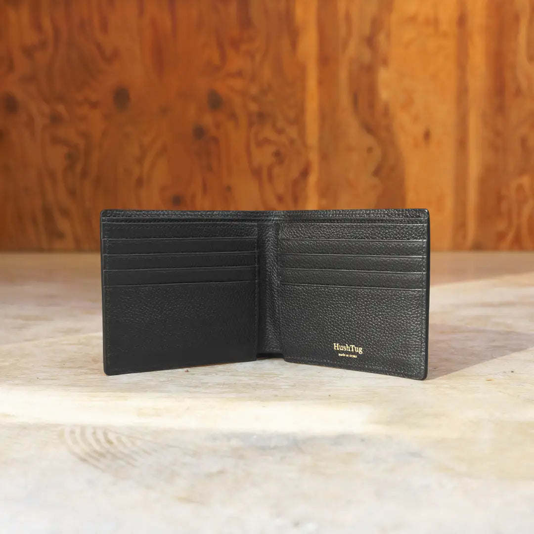 Pure Shrink Leather Long Wallet Black