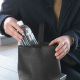 Drawstring Leather Bag Black