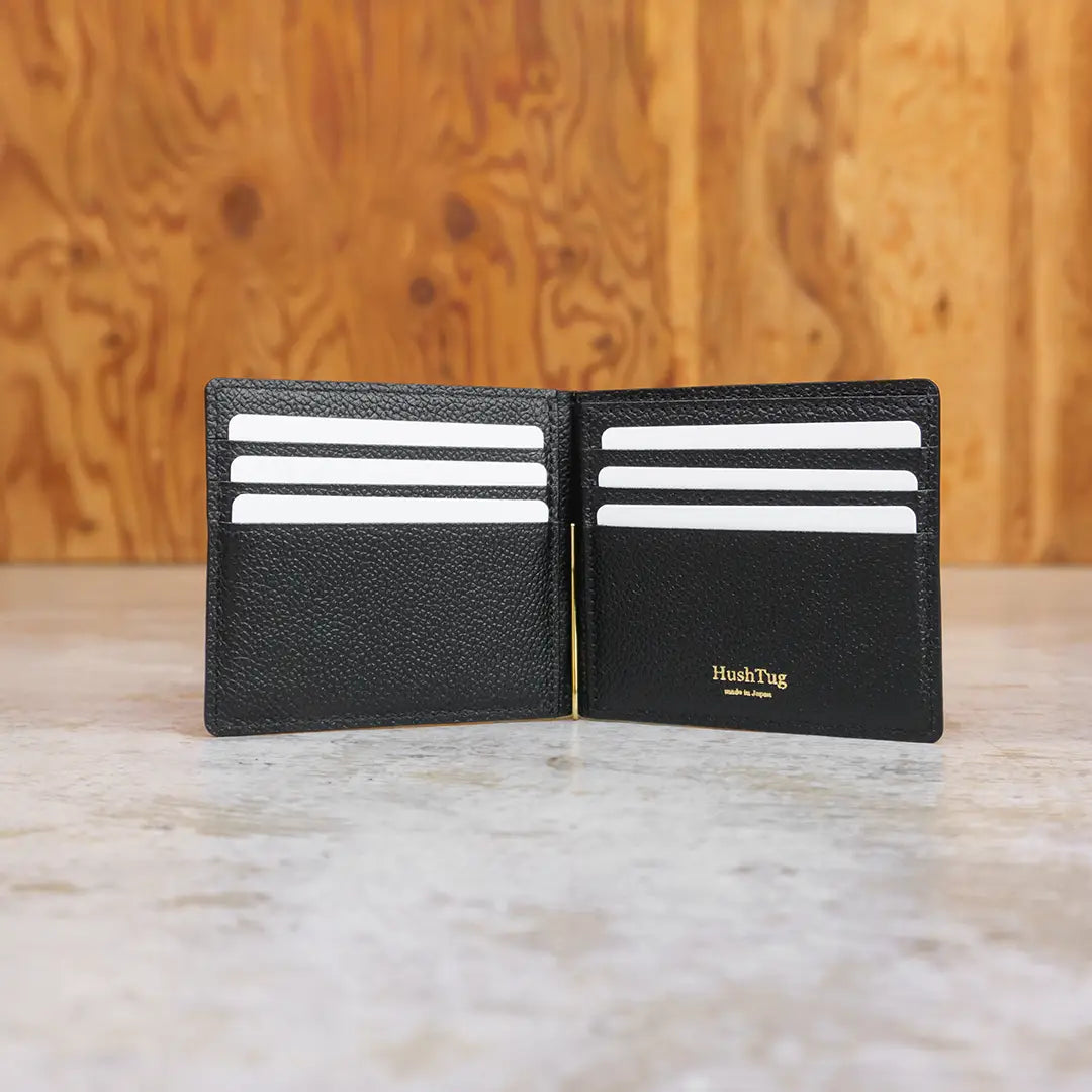 純縮水皮革錢夾(黑色)