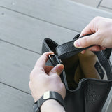 Drawstring Leather Bag Black