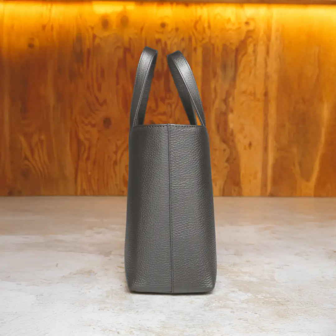 拉鍊迷你托特包,深灰色