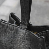 Drawstring Leather Bag Black