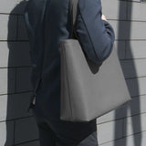 Leather Tote, Dark Grey