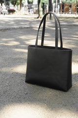 防水皮革手提包,黑色