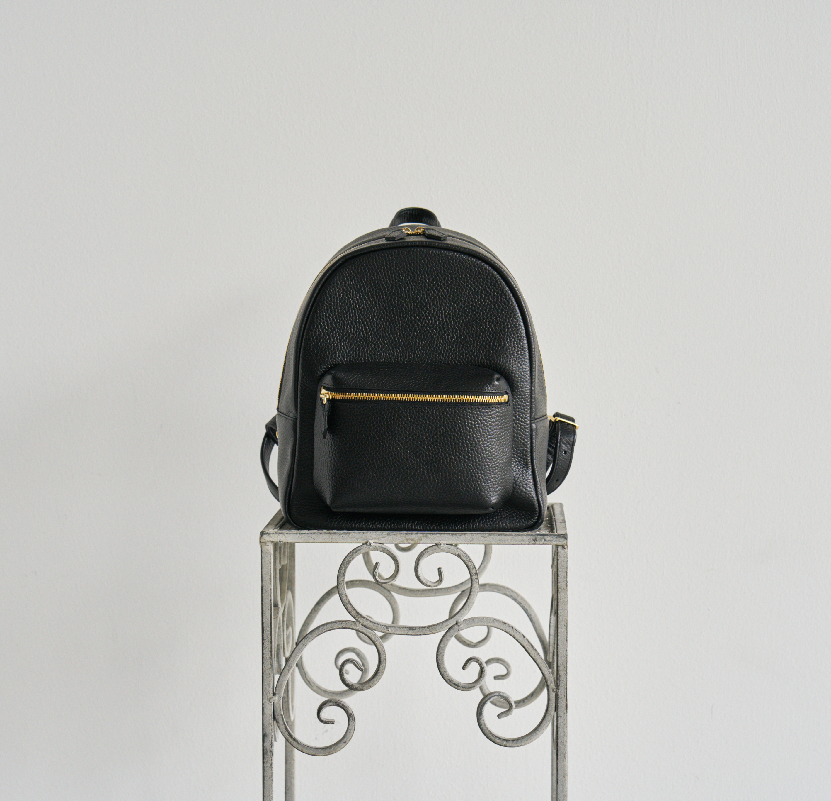 Leather Mini Backpack Black