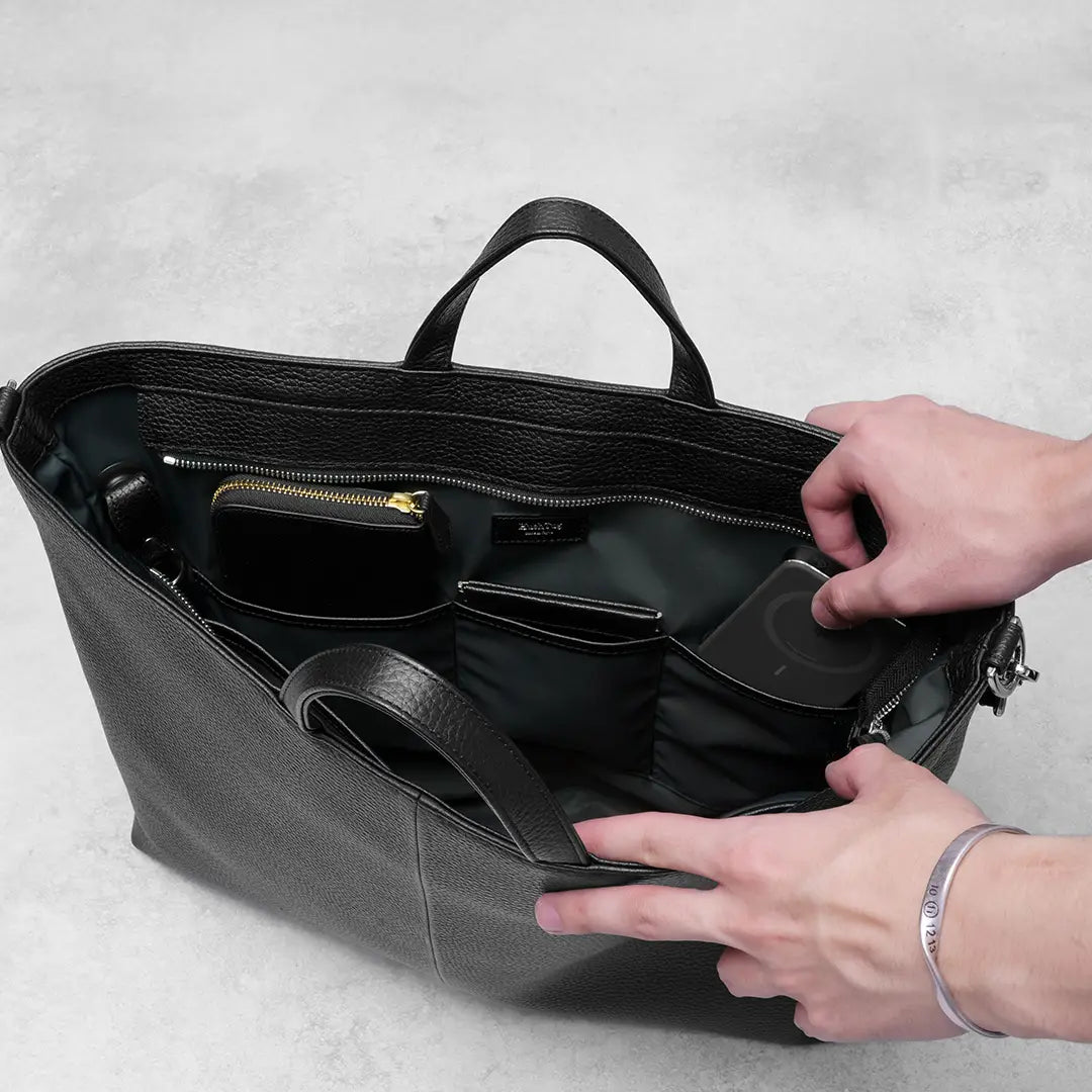 2WAYレザーヘルメットバッグL ブラック