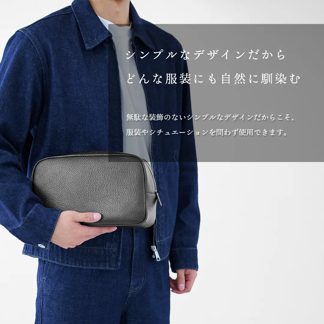Leather Third Bag in Black