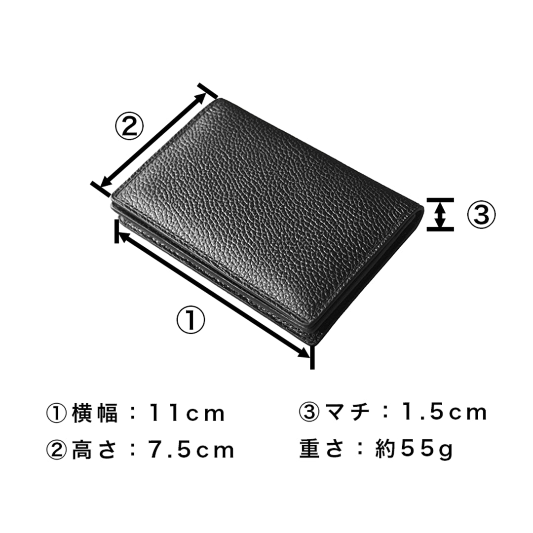 純縮水皮革卡片夾 黑色