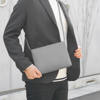 Leather sacoche, dark grey