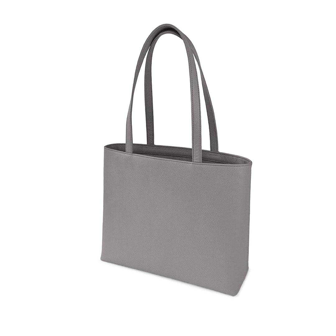Leather Tote, Dark Grey