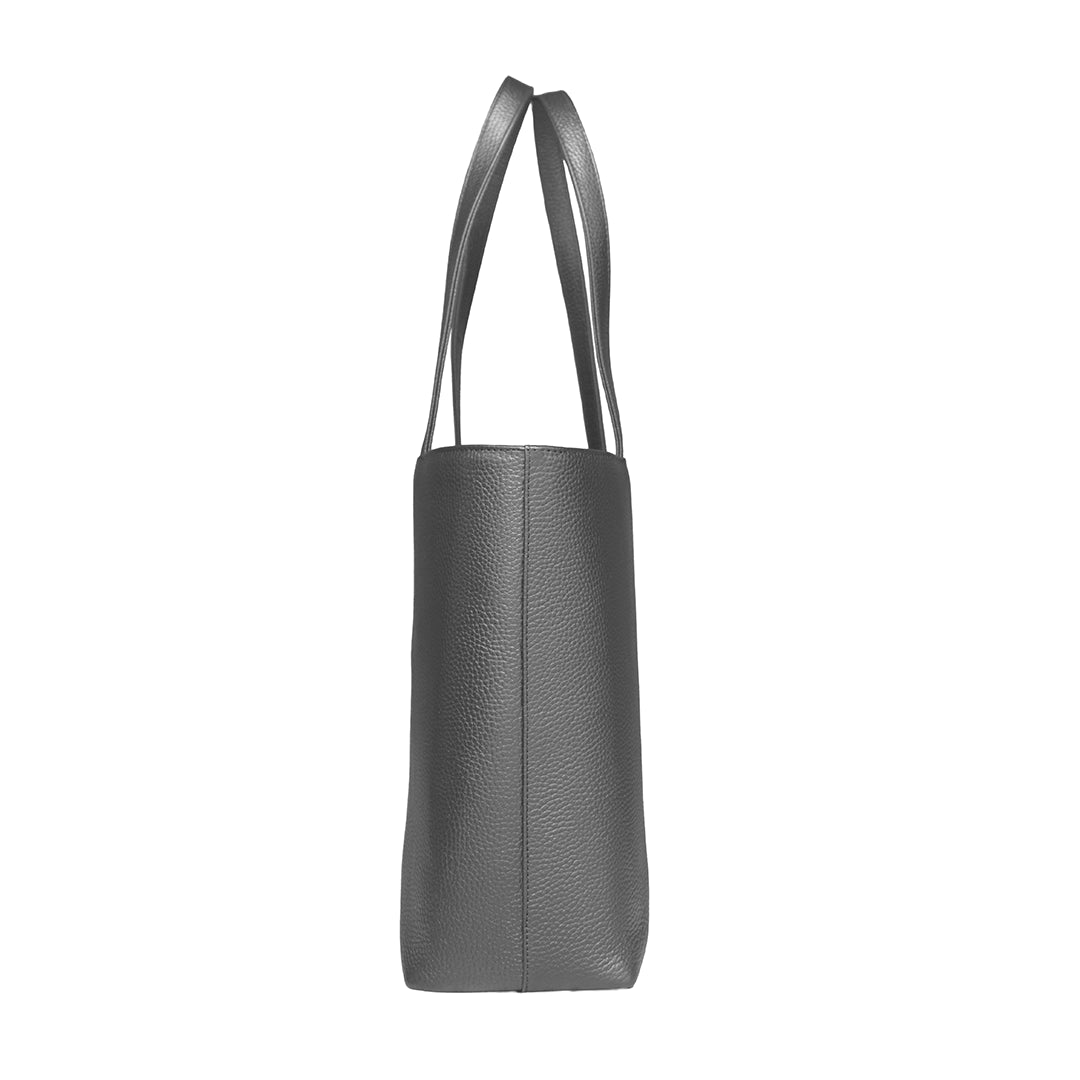 Leather Tote, Dark Grey