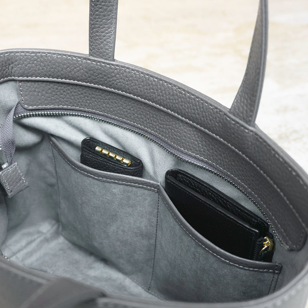 拉鍊迷你托特包，深灰色