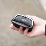 純收縮皮革碎片盒黑色（金色拉鍊）