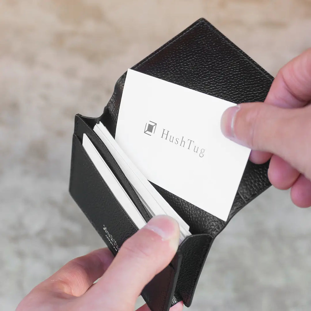 ピュアシュリンクレザー レザーカードケース ブラック – HushTug