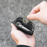 純收縮皮革碎片盒黑色（金色拉鍊）