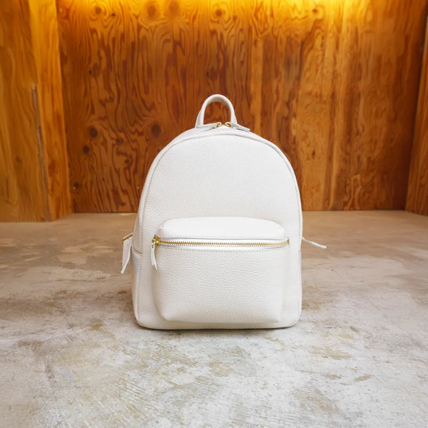 Leather mini backpack in pink beige