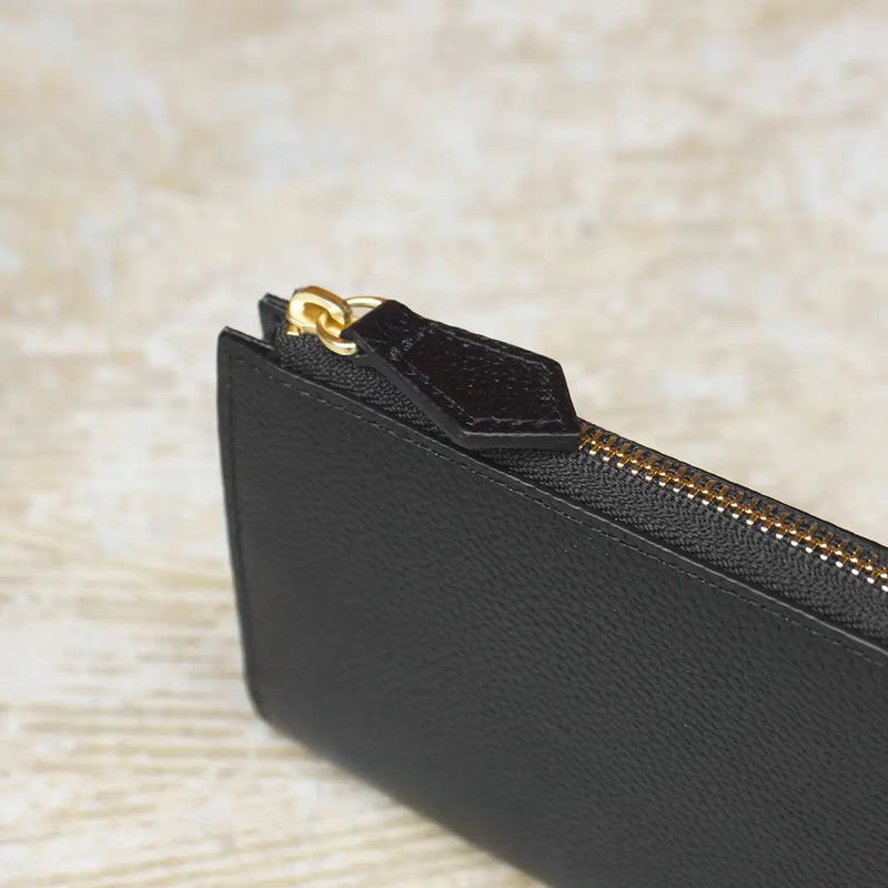 HushTug Lジップ ウォレット ピュアシュリンクレザー Lジップウォレット ブラック – HushTug