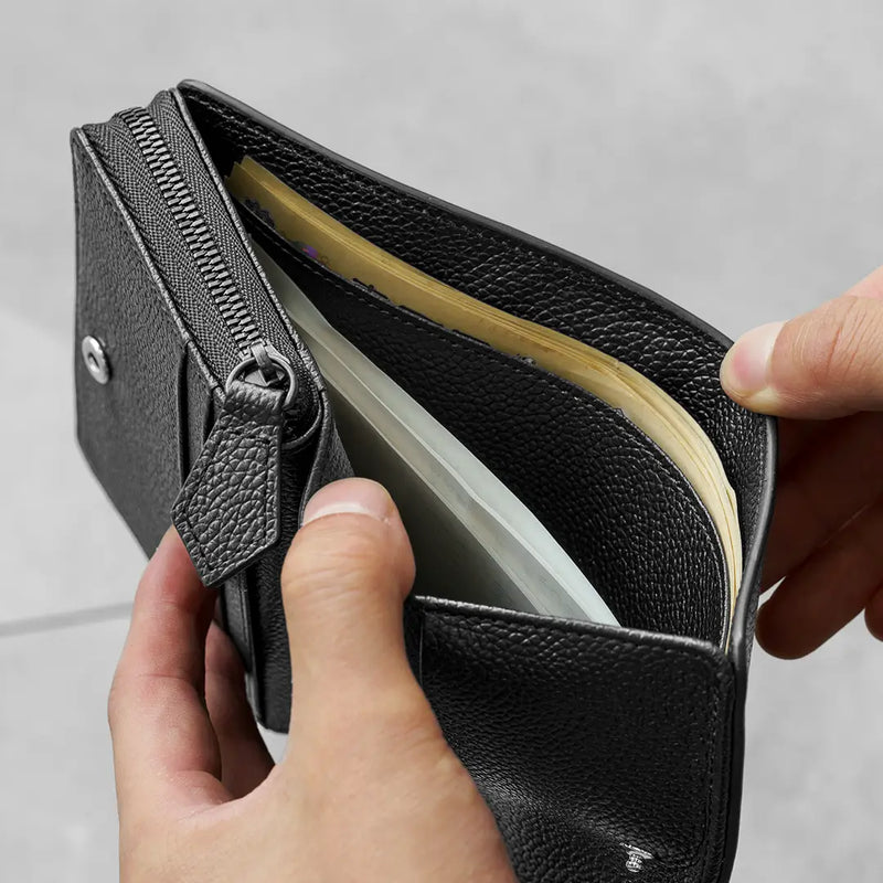 ミディアムウォレット ブラックジップ – HushTug