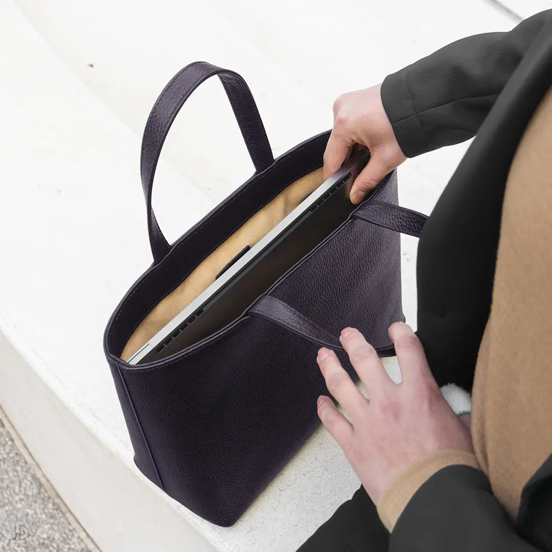 Navy Leather Mini Tote