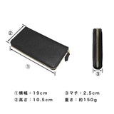純縮水皮革圓形拉鍊皮夾 黑色