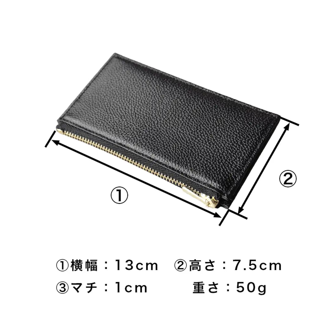Pure Shrink Leather Fragment Case, Black (Gold Zipper)
