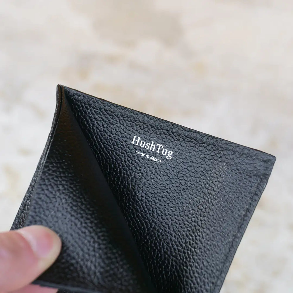 ピュアシュリンクレザー ナノクリップウォレット ブラック – HushTug