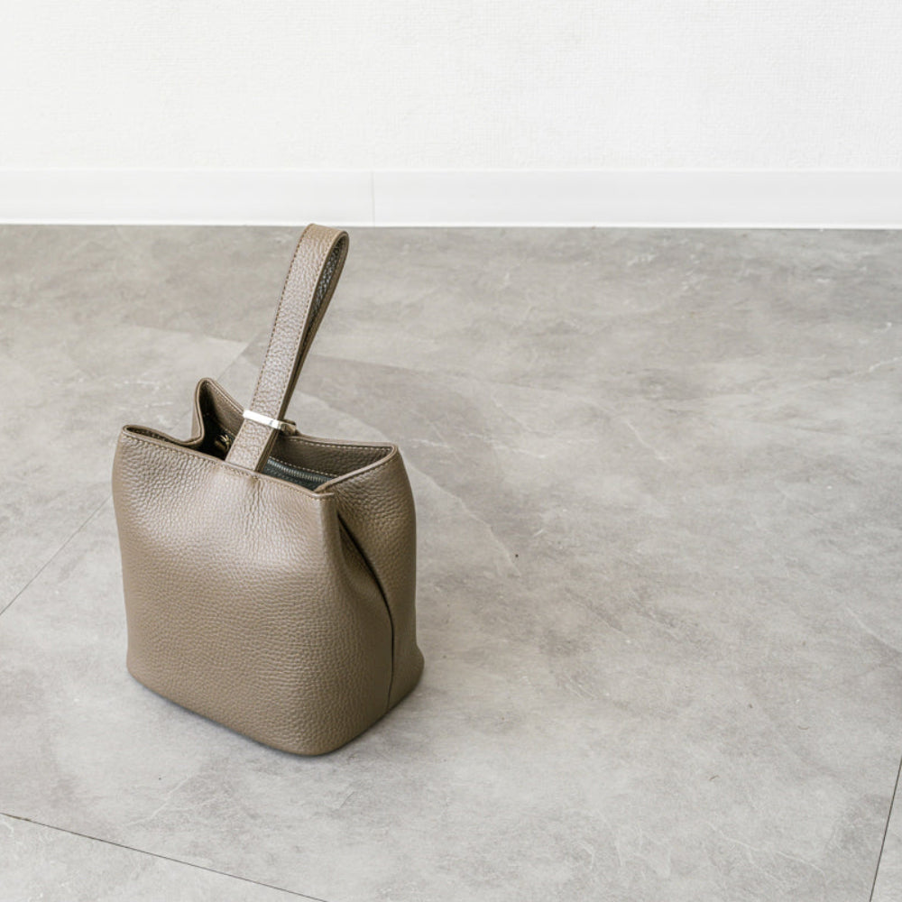 Drawstring Leather Bag Black